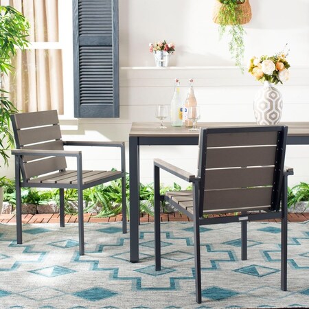 Safavieh Outdoor Living Beldan Chair - Distressed Taupe, 2PK PAT4033A-SET2